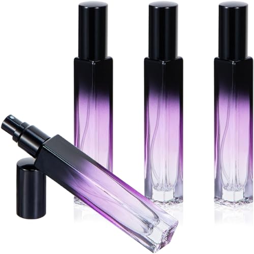 XYTAHDM - Atomizador de perfume recargable, paquete de 4, 10 ml, portátil, para viaje, con fragancia en degradado morado, unisex