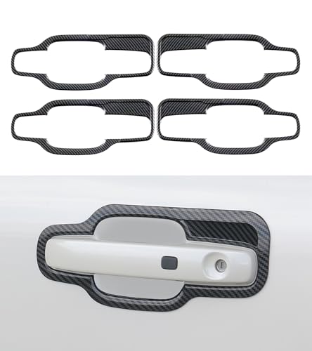 ushilife Exterior Door Handle Cover Trims Fit for 2024 2025 2026 Ford Ranger XL XLT Lariat Raptor, 4 Pack Carbon Fiber Style Exterior Door Handle Covers Decoration (Exterior Door Handle Frame)