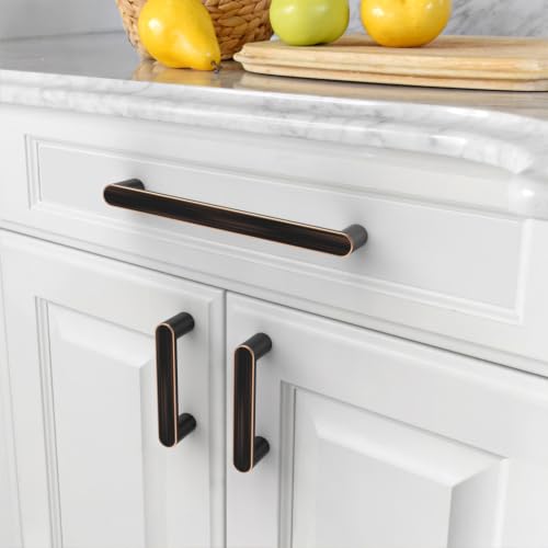 Image of Asidrama 10 Pack 6.25 Inch(160mm) Oil Rubbed Bronze Cabinet Pulls Heavy-Duty Solid Kitchen Cabinet Handles Oil Rubbed Drawer Hardware for Bathrooms Cupboard 3644