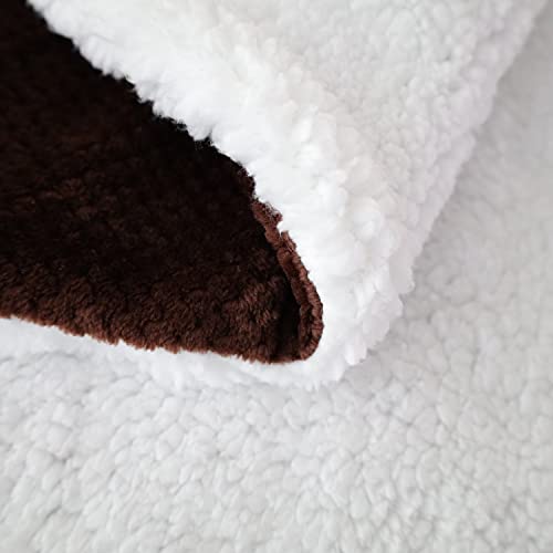 Sochow Waffle Sherpa Fleece Throw Blanket, Super Soft Fuzzy Warm, Lightweight Fluffy Reversible Plush Blanket For Bed Sofa Couch, 60 X 80 Inches Brown #TOP4