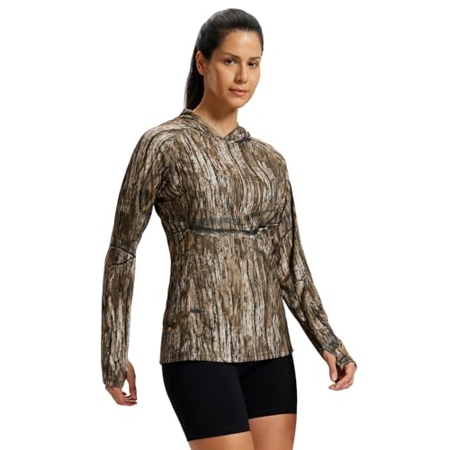 LOOGU Women's UPF 50+ Sun Protection Hoodies Shirts Slim Fit Long Sleeve Lightweight Quick Dry UV Fishing Hking Outdoor LOOGU Ents Brown XS — view 2