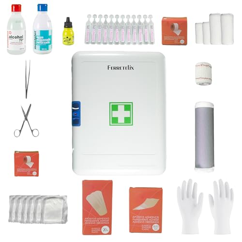 Ferretelix® Botiquin Primeros Auxilios Armario 40 CM X 32 x 18 con dotacion Homologado para viviendas turisticas, casa, Oficina