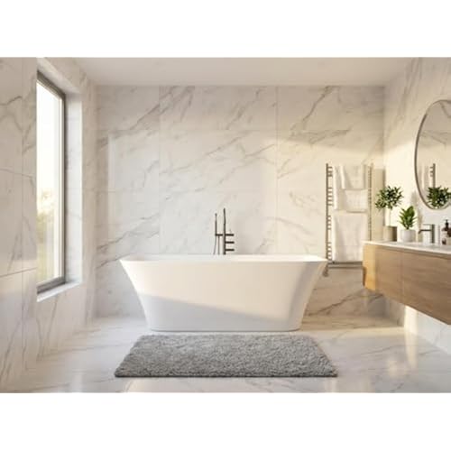 Freestanding Bathtub 67 inch, Acrylic Stand Alone Tub with Chrome Drain and Overflow, Extra Large Freestanding Bathtub, Modern Free Standing Tub for Bathroom