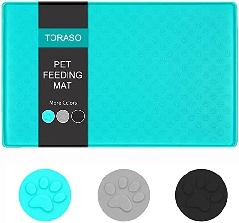 TORASO (18"x12") Silicone Waterproof Pet Feeding Mats, Food Mats, Pet Placemat for Dog and Cat, Mat for Prevent Food and Water Overflow, Non Slip, Washable, Easy Clean, Green,1pc,CA