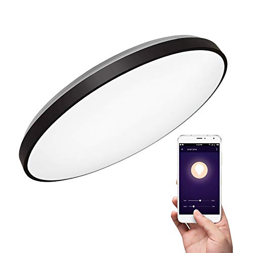 Plafón con Alexa Smart WiFi lámpara de techo, 36 W, diámetro 50 cm, regulable, controlables Via App, compatible con Amazon Alexa (Echo, Echo Dot)
