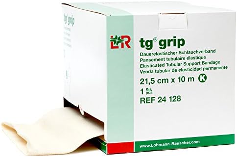 Lohmann & Rauscher-77278 Tg Grip,Size K,21.5cm x 10m,Elasticated Tubular Compression Bandage for Light & Comfortable Support,Sleeve for Sprains,Strains,Soft Tissue Injuries,Skin Friendly Stockinette