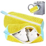 schuhwaschbeutel waschmaschine 2 stiick schuhwaschbeutel waschmaschine - Universell geeignet für Sneaker, Canvas SchuheundandereSchuharten. schuhwaschbeutel Integrierter 360° Reinigungsflaum (gelb)
