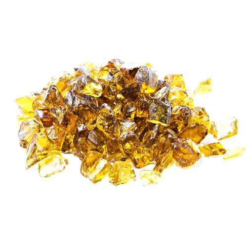 Mr. Fireglass Crushed Fire Glass for Natural or Propane Fire Pit Fireplace and Landscaping,10 lb High Luster Light Amber - Thumbnail 2