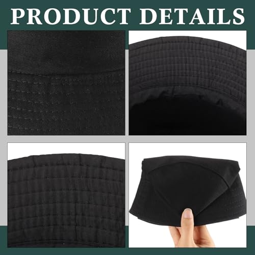 Image of 36 /24 /12 Pcs Bucket Hats for Men Women Bulk Cotton Fishing Cap UV Protection Beach Foldable Solid Color Sun Cap