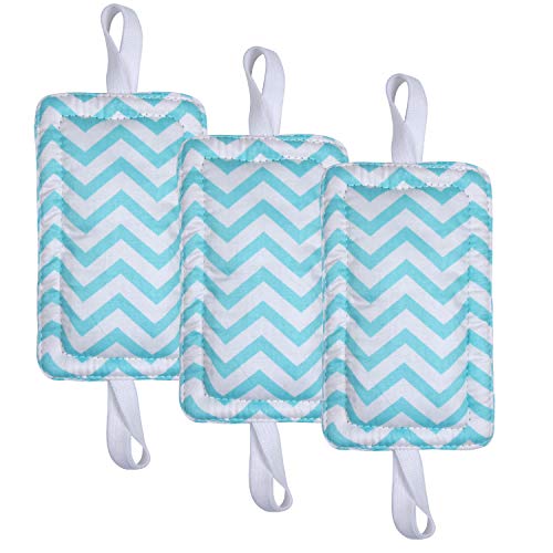 Image of Door Silencer & Jammer - 3 Pack Noise Reducing Door Cushions - 3.25 x 5.5 Inch (Light Green Chevron)