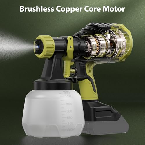 Brushless Cordless Paint Sprayer Compatible with Dewalt 20V Battery(Battery Not Included),1000ml/min High Flow,1200ml Container - Thumbnail 6