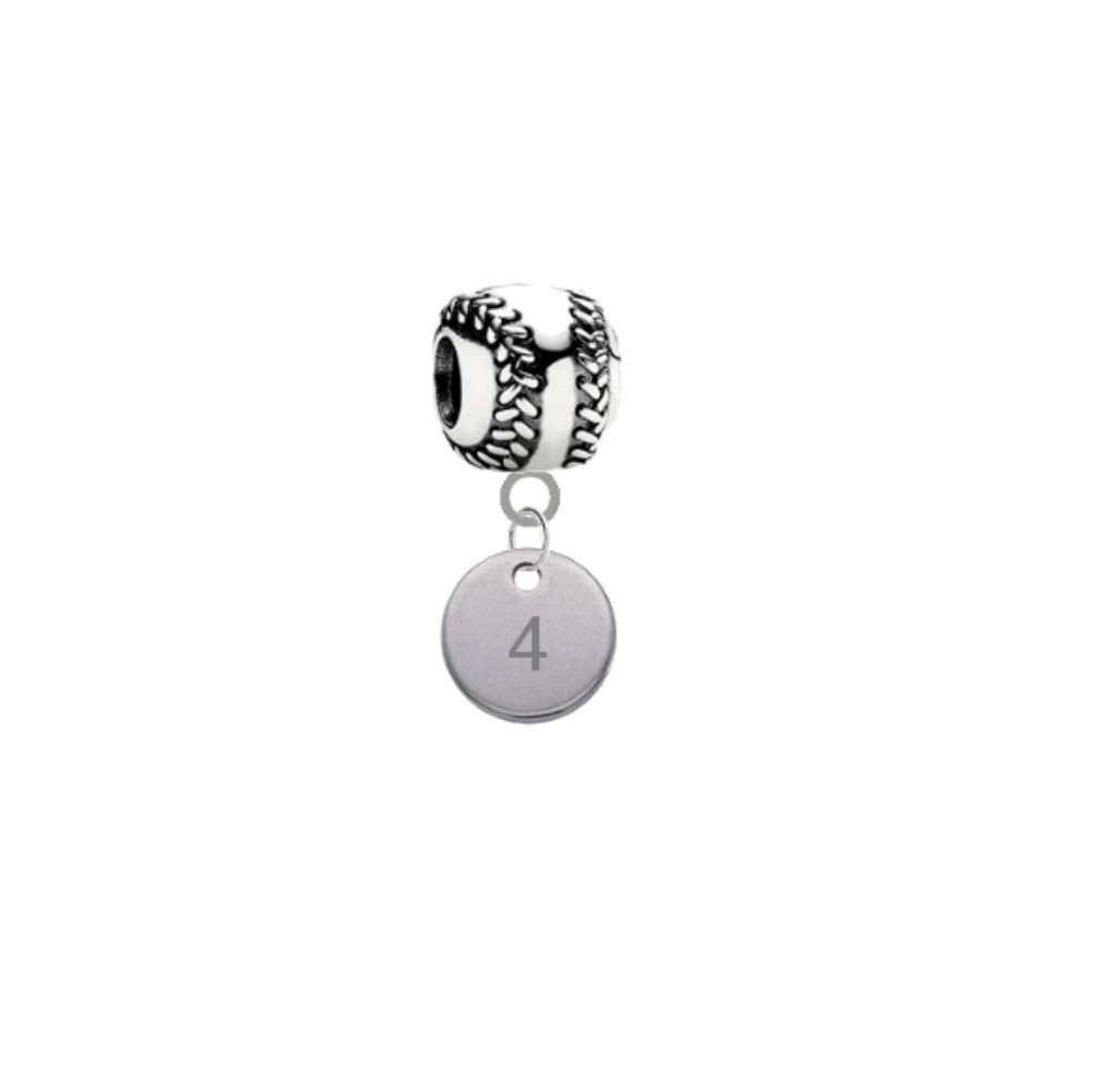Player Number Baseball Softball 3D Universal European Bracelet Charm (4)