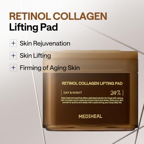 Image of MEDIHEAL Toner Pads - Retinol Collagen Lifting Pad (100 counts) for Skin Rejuvenation & Firming - Lifting Pads for Enhancing Skin Texture - Vegan Stretchable Lifting Fabric, Korean Skin Care