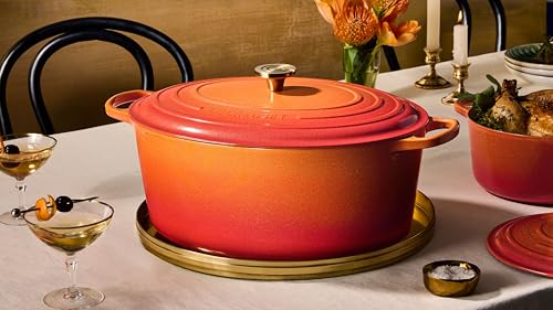 Le Creuset Enameled Cast Iron Signature Oval Dutch Oven, 15.5 qt., Flamme Doree with Crucible Knob by Le Creuset - Image 3