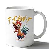 Hogg F-Caw-F Mug, 15 oz Ceramic F Caw F Coffee Mug, Hidden Message Coffee Cup, F-Caw-F, Secret Message Cup, Sarcastic Gifts, Sassy Rooster, White Elephant Gag Gift, F Caw F