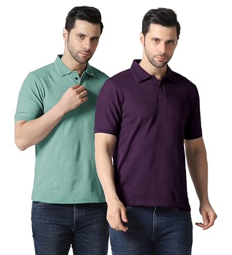Image of TOPLOT Men's Polo T Shirt | Half Sleeve Design | Comfortable Fit Wear | Stylish Casual Look | Breathable Feel |Modern Style | Easy Movement | Casual & Everyday Wear (5280)