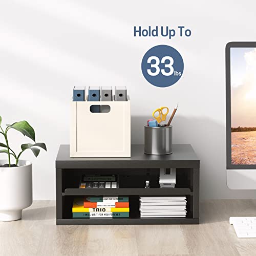 Ameriergo Printer Stand, Desktop Printer Stand, Printer Stand With Storage, Desktop Stand For Printer With Anti - Skid Pads, Desk Organizer For Office & Home, Black #TOP3