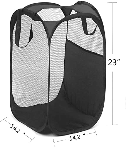 Benjunc 2 Laundry Baskets, Pop-Up Laundry Baskets, Foldable Mesh Laundry Baskets (Each With 2 Reinforced Handles), Black …… #TOP2