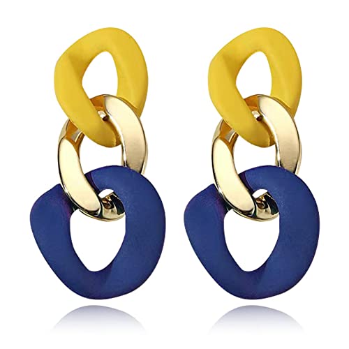 Charm Elegant Hollow Color Chain Acrylic Geometric Temperament Dangle Drop Earrings Bohemian Minimalist Hypoallergenic Jewelry Gift