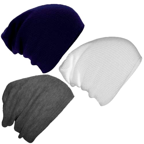 Kit 3 Touca Beanie Tipo Gorro Original Vcstilo T01 (AZUL / CINZA / BRANCO)