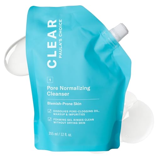 Paula's Choice CLEAR Pore Normalizing Cleanser Refill Pouch, Salicylic Acid Daily Face Wash for Acne, Blackheads, Large Pores & Redness, 12 Fl Oz