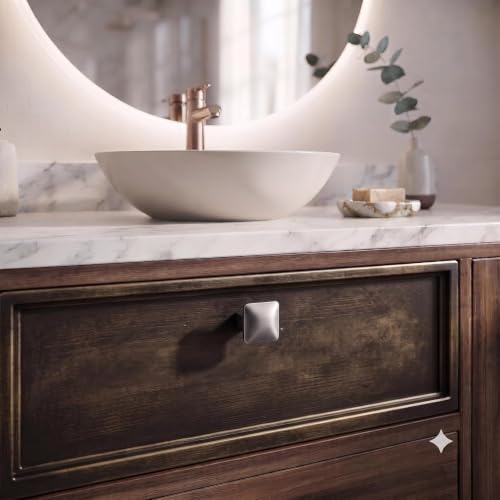 Image of JAGGER JAG401 Drawer Knobs for Home & Office - Durable and Elegant Stainless Steel Door Knob for Cabinets, Cupboards & Dressers (2, Satin (Square))