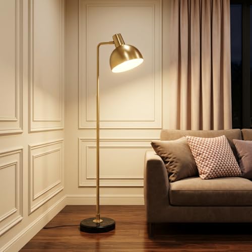 Image of Floor Lamp 3-Color CCT (Warm + Natural + Cold White) Gold Metal Standing Lamp for Living Room Bedroom Reading Corner Study