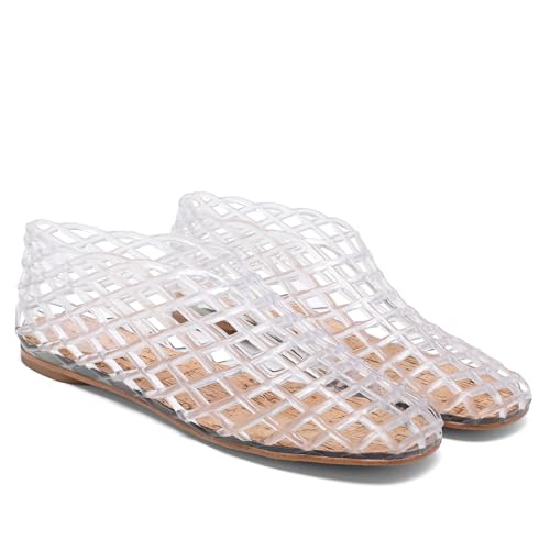 Red Jelly Mesh Ballet Flats for Women Adult Clear Hollow Jelly Sandals Beach Ballerina Jellies Shoes4