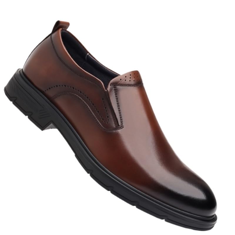 Men's Business Leather Shoes Breathable Wear-Resistant Plain Noodles Slip On Shoes Pointed Toe Comfortable Rubber Soft Sole Pointed Toe for Men4