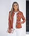 Luvamia Womens Fashion Button Down Stretch Long Sleeves Jean Jacket - Orange Rust - Trendy Women's Jean Jacket - Size 12/14