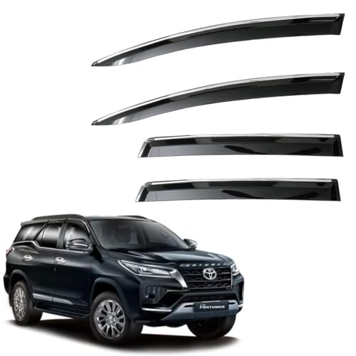 Image of CAR SAAZ Side Door Visors for Sonet (2024-Present)(Set of 4Pcs)|Smoke Finish Chrome Lined Rain Guards, Polycarbonate