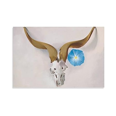 BAIKAI Georgia O'Keeffe Ram's Head, Blue Morning Glory Poster Hanging Picture Posters Art Print Wall Photo Paint Poster Hanging Picture Family Bedroom Decor Gift 24x36inch(60x90cm) Cover