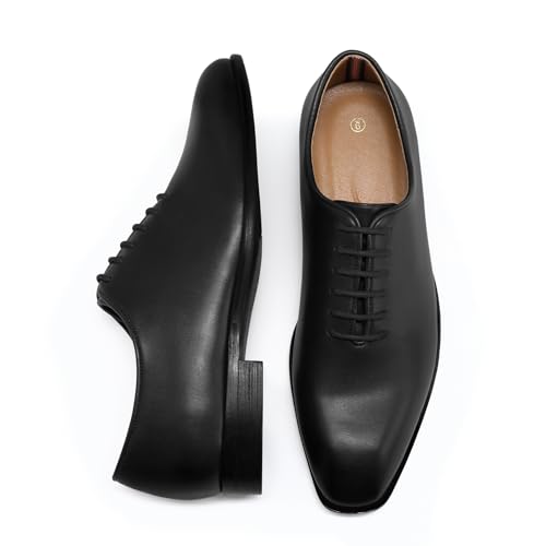 AUSTIN MILL Mens Dress Shoes Plain Toe Lace Up Oxfords for Business Work Wedding Office Prom Black — view 4