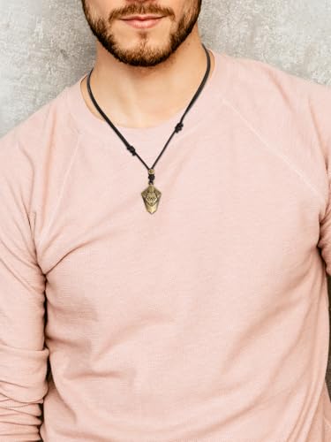 Zysta Verstellbar Leder Halskette mit Wolfskopf Anhänger Retro Handgefertigte schmuck für Männer Frauen