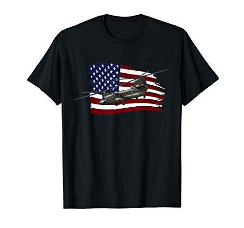 CH-47 Chinook T Shirt Helicopter US Flag T-Shirt