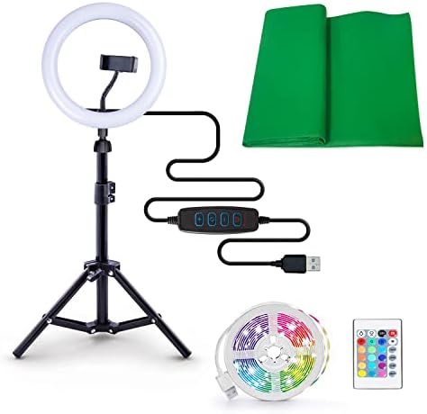 Video Maker Kit LED Deluxe, 5m LED Light Strip, LED Ring Light + Tripod, XL Green Screen, TikTok / Youtube / Influencers. For Ages 8+