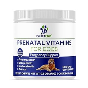 Dog Prenatal Vitamins – Advanced Prenatal Supplement for Pregnant and Nursing Dogs – Supports Healthy Pregnancy, Puppy Development & Lactation – Rich in Folic Acid, Iron & Calcium – 90 Soft Chews