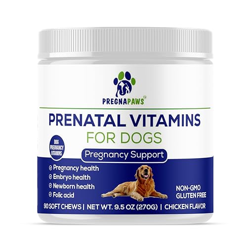Dog Prenatal Vitamins - Advanced Prenatal Supplement for Pregnant and Nursing Dogs - Supports Healthy Pregnancy, Puppy Development & Lactation - Rich in Folic Acid, Iron & Calcium - 90 Soft Chews