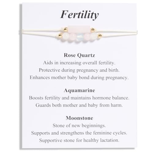 Fertility Support Gifts, Mom to Be Gift, Fertiltiy Bracelet, Rose Quartz, Aquamarine, Moonstone Bracelet for Women, Healthy Pregnancy Gifts for New Mom, Mothers Day Christmas Jewelry Gift for Her