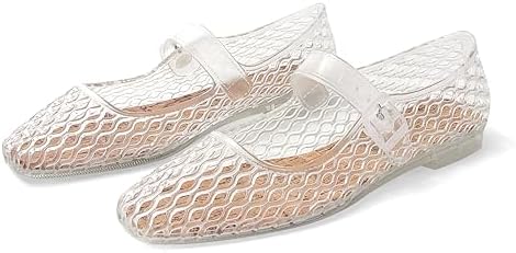 DOEYG Jelly Mary Ballet Flats for Women Jelly Sandals Shoes Women Beach Jellies Mary Jane Flats Ballerina Shoes, Jelly Clear, 9
