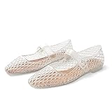 DOEYG Clear Jelly Ballet Flats for Women Jelly Sandals Shoes Women Beach Jellies Mary Jane Flats Ballerina Shoes Size 8