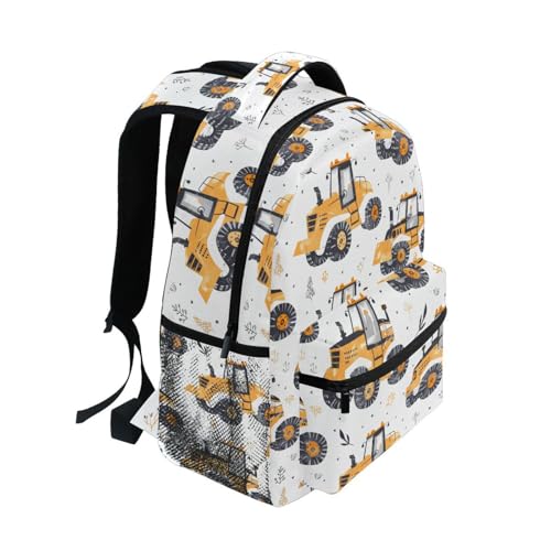 Yellow Truck Tractor Dot Backpack for School Boys Girls Adults Kids Bookbag Laptop Bag 18L2