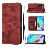 LSPCASA Custodia con Xiaomi Redmi Note 11/Note 11S 4G 6.43 pollice Pelle PU Flip Protettiva Cover Con Slot Schede e Funzione Supporto Custodia Cover Portafoglio con Redmi Note 11/Note 11S Rosso