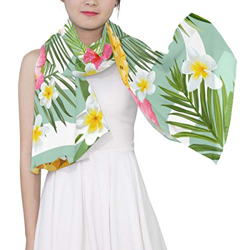 Alaza Hibiscus Flower Pineapple Hawaiian Sheer Scarves Shawl Wrap Women Oblong Chiffon Scarf For Outdoor #TOP2
