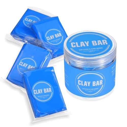 Barra de arcilla para coche, 4 unidades, 400 g, Auto Car Clay Bar Bares de arcilla limpios para limpieza de coche, descontaminación del coche, cuidado de la pintura y limpieza del vidrio (1, azul)