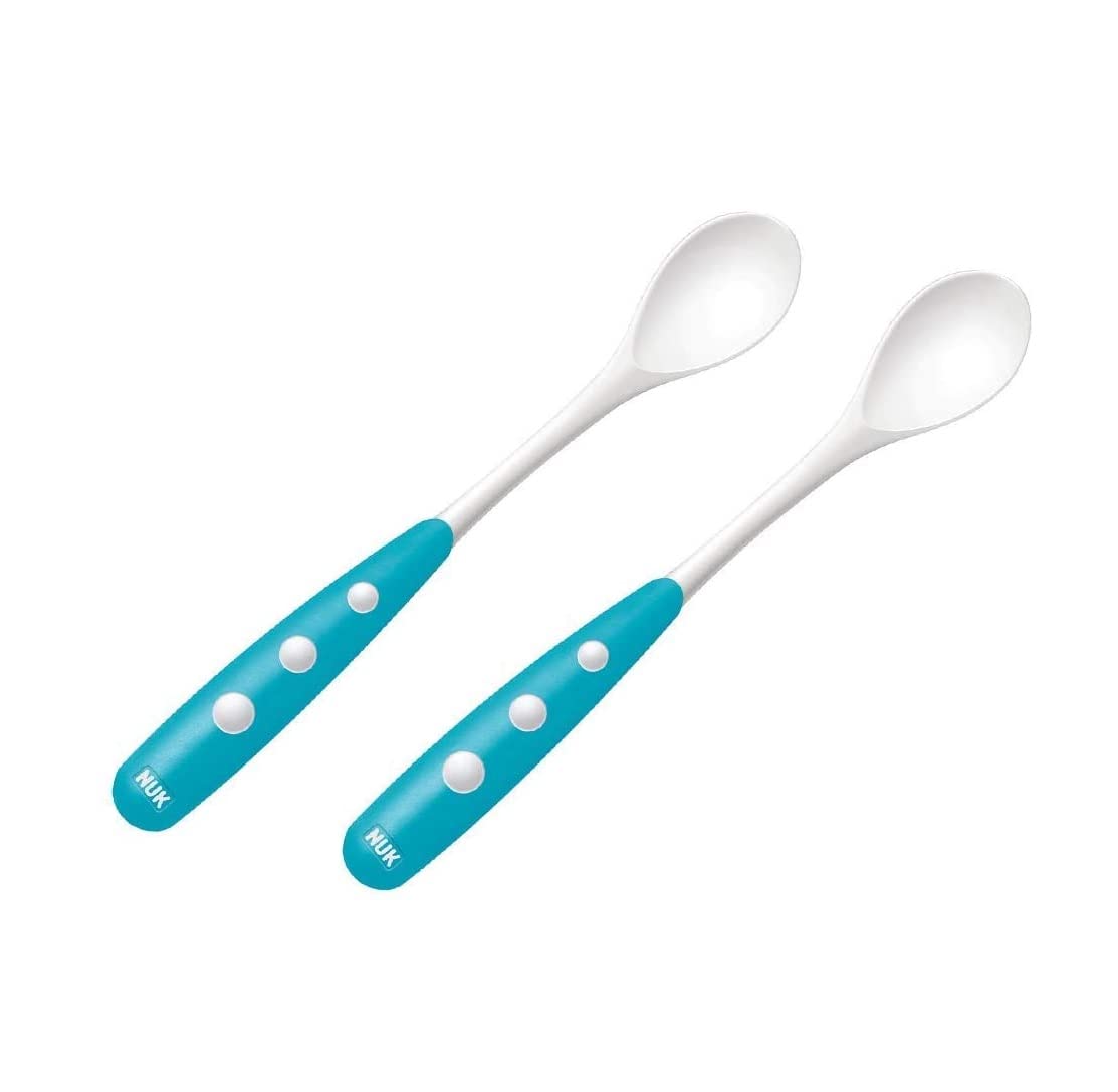 NUK Set d'apprentissage | Tasse d'apprentissage Trainer Cup (230 ml) | Bol d'apprentissage et cuillère | À partir de 6 mois | Sans BPA | Bleu | 4 pièces