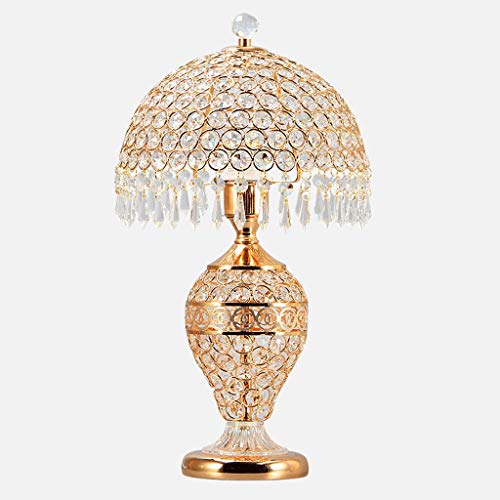 Image of XANAYXWJ European Table Lamp Hotel Desk Lamp Bedroom Bedside Lamp Living Room Glass Crystal W Decoration Table Lamp Creative Lighting,Gold