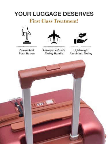 Image of FUR JADEN The Wayfarer 55cm Cabin TechPro Polycarbonate Suitcase I USB-C Charging Port I Laptop Compartment I 8 Silent Shock Absorbing Wheel I TSA Lock I Aviation Grade Trolley (Maroon, TechPro)