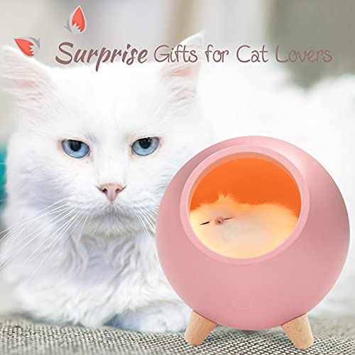 Room Decor For Women, Vency Cat Night Light For Bedroom, Cat Lover Gifts For Women Wife Mom Teen Girls, Cute Cat House Valentine Christmas Birthday Gifts (Pink) #TOP1