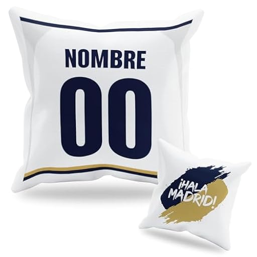 Cojín Personalizado Fútbol - Diseño Doble Cara con Relleno Incluido - Regalo Original Aficionados del Fútbol - Regalo Camiseta Equipo Fútbol - Apto para Lavadora (Madrid, 40 x 40 cm) | Ya disponible en tu tienda friki favorita! En mundofriki.es!